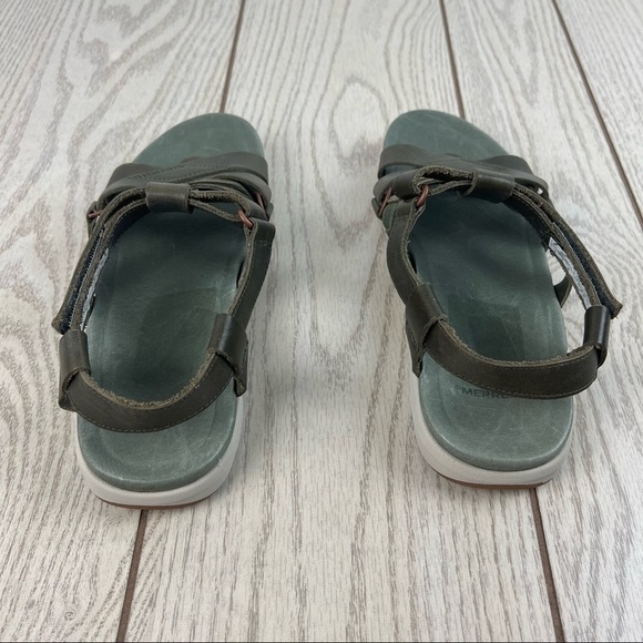 Merrell Kalari Shaw Adjustable Strap Leather Sandal Shoes US8 Olive Green - Picture 6 of 10